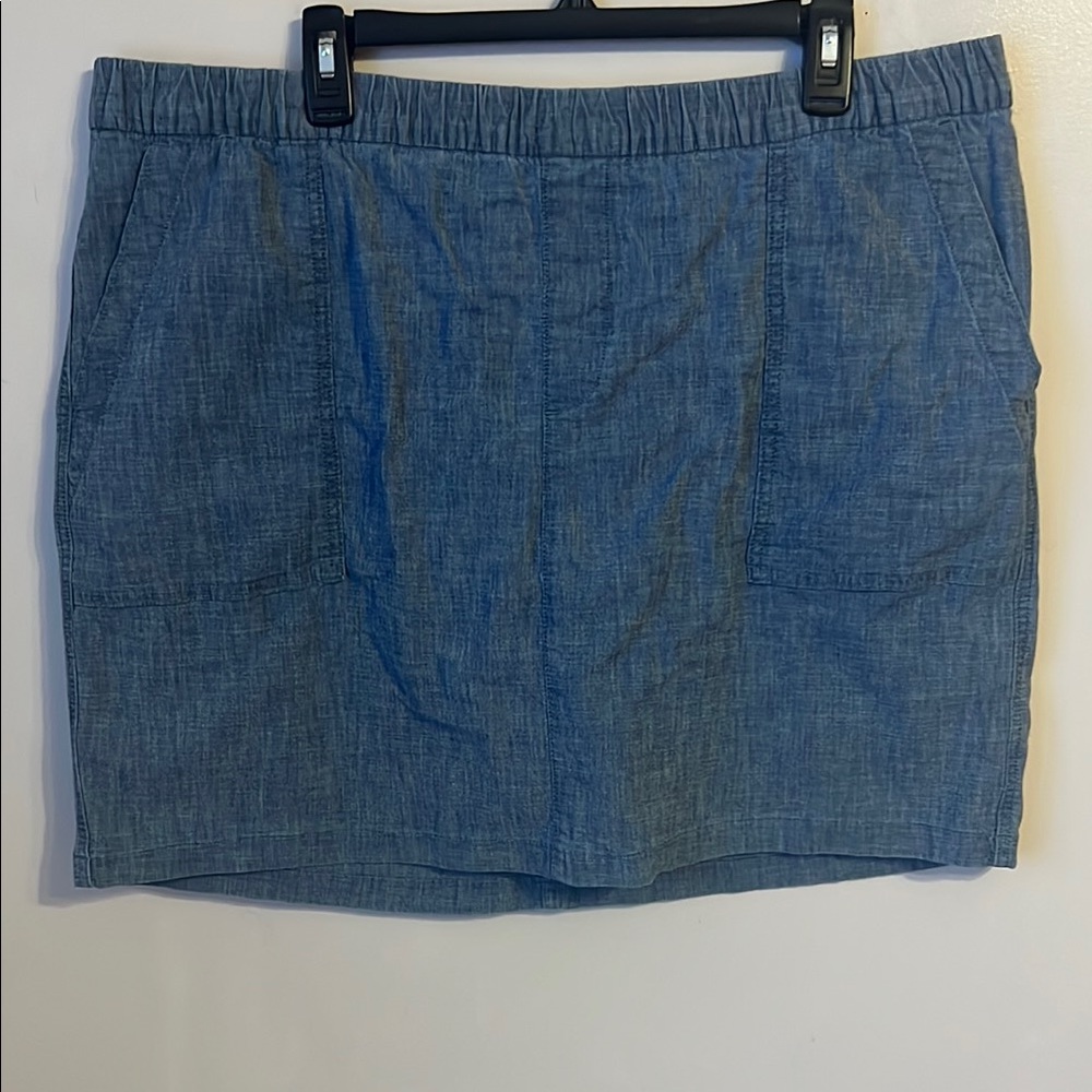 Land’s End Chambray Skort Built in Shorts Blue‎ Size 20W Elastic Waist Pull On